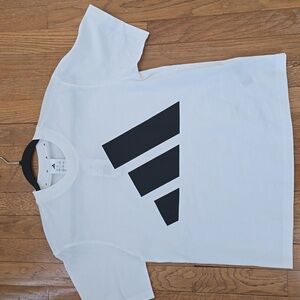 ADIDAS BRAND SIGNATURE WOMEN'S WHITE & BLACK SHORT SLEEVES CROP TEE-SHIRT SMALL